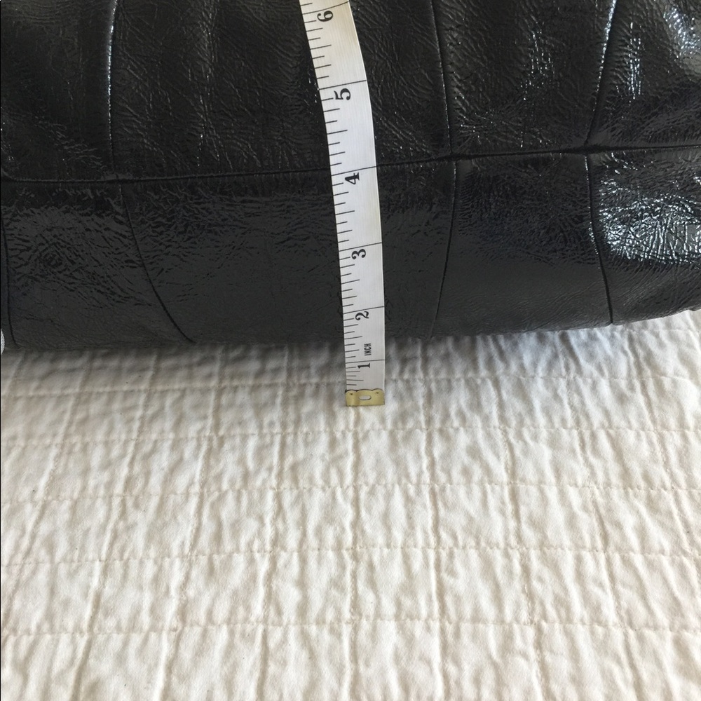 EUC Stuart Weitzman black hobo distressed patent leather satchel - Picture 14 of 14